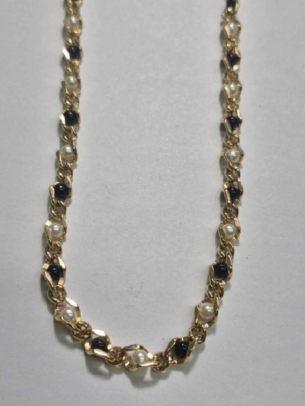 38" In. Gold Chain Necklace and Bracelet Set with Black And White Accent Beads - Picture 3 of 4